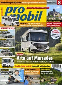 Titelbild der Ausgabe 8/2024 von promobil. Diese Zeitschrift und viele weitere Automagazine und Motorradzeitschriften als Abo oder epaper bei United Kiosk online kaufen.