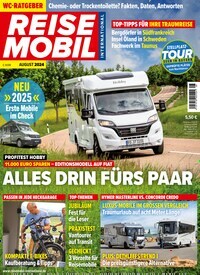 Titelbild der Ausgabe 8/2024 von Reisemobil International. Diese Zeitschrift und viele weitere Automagazine und Motorradzeitschriften als Abo oder epaper bei United Kiosk online kaufen.