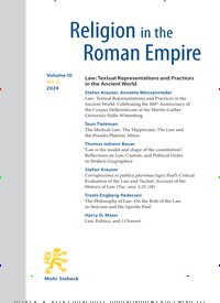 Titelbild der Ausgabe 2/2024 von Religion in the Roman Empire (RRE). Diese Zeitschrift und viele weitere Kunstmagazine und Kulturmagazine als Abo oder epaper bei United Kiosk online kaufen.