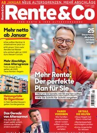 Titelbild der Ausgabe 1/2025 von Rente & Co. Diese Zeitschrift und viele weitere Wirtschaftsmagazine und Politikmagazine als Abo oder epaper bei United Kiosk online kaufen.