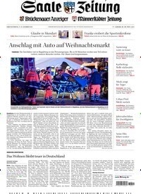 Titelbild der Ausgabe 296/2024 von Saale Zeitung. Diese Zeitschrift und viele weitere Zeitungsabos als Abo oder epaper bei United Kiosk online kaufen.