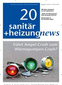 Titelbild der Ausgabe 20/2024 von sanitär + heizung news. Diese Zeitschrift und viele weitere Architekturzeitschriften und Bauzeitschriften als Abo oder epaper bei United Kiosk online kaufen.