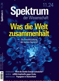 Titelbild der Ausgabe 11/2024 von Spektrum der Wissenschaft. Diese Zeitschrift und viele weitere Reisemagazine, Freizeitmagazine und Wissensmagazine als Abo oder epaper bei United Kiosk online kaufen.