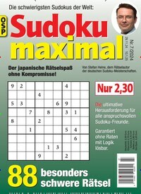 Titelbild der Ausgabe 7/2024 von Sudoku Maximal. Diese Zeitschrift und viele weitere Groschenromane und Rätselhefte als Abo oder epaper bei United Kiosk online kaufen.