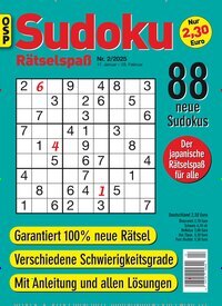 Titelbild der Ausgabe 2/2025 von Sudoku Rätselspaß. Diese Zeitschrift und viele weitere Groschenromane und Rätselhefte als Abo oder epaper bei United Kiosk online kaufen.