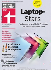 Titelbild der Ausgabe 9/2024 von test. Diese Zeitschrift und viele weitere Wirtschaftsmagazine und Politikmagazine als Abo oder epaper bei United Kiosk online kaufen.