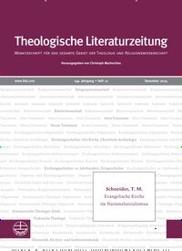 Titelbild der Ausgabe 12/2024 von Theologische Literaturzeitung. Diese Zeitschrift und viele weitere Kunstmagazine und Kulturmagazine als Abo oder epaper bei United Kiosk online kaufen.