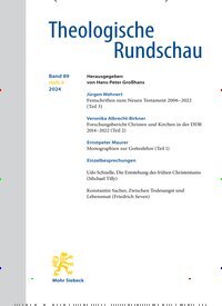 Titelbild der Ausgabe 4/2024 von Theologische Rundschau (ThR). Diese Zeitschrift und viele weitere Kunstmagazine und Kulturmagazine als Abo oder epaper bei United Kiosk online kaufen.