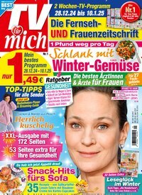 Titelbild der Ausgabe 1/2025 von TV für mich. Diese Zeitschrift und viele weitere Programmzeitschriften als Abo oder epaper bei United Kiosk online kaufen.