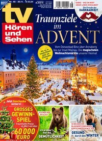 Titelbild der Ausgabe 48/2024 von TV Hören und Sehen. Diese Zeitschrift und viele weitere Programmzeitschriften als Abo oder epaper bei United Kiosk online kaufen.