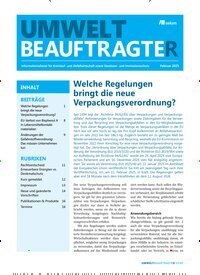 Titelbild der Ausgabe 2/2025 von UmweltbeauftragteR. Diese Zeitschrift und viele weitere Naturzeitschriften, Landwirtschaftszeitungen und Umweltmagazine als Abo oder epaper bei United Kiosk online kaufen.