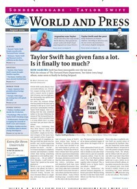 Titelbild der Ausgabe 8/2024 von World and Press - Taylor Swift. Diese Zeitschrift und viele weitere Reisemagazine, Freizeitmagazine und Wissensmagazine als Abo oder epaper bei United Kiosk online kaufen.