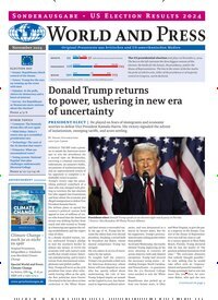 Titelbild der Ausgabe 11/2024 von World and Press - US Election Results. Diese Zeitschrift und viele weitere Reisemagazine, Freizeitmagazine und Wissensmagazine als Abo oder epaper bei United Kiosk online kaufen.